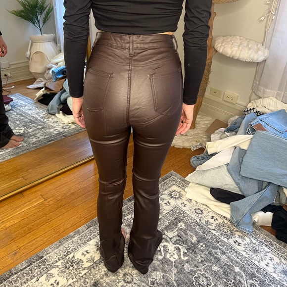 Chocolate brown faux leather jeggings - Picture 3 of 3